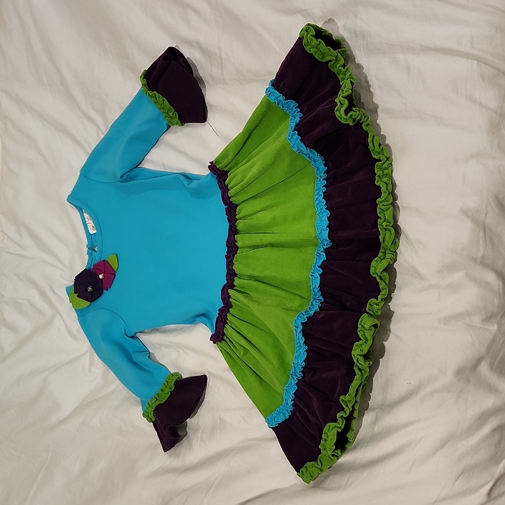 Teal Flower Dress - Kids